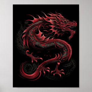 Poster dragão com cabeça verde-amarela