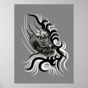 Póster Dragão da China em Tattoostyle
