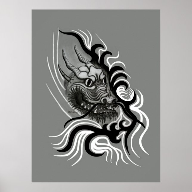 Póster Dragão da China em Tattoostyle (Frente)