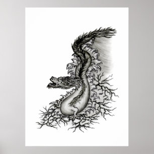 Póster Dragão da China em Tattoostyle