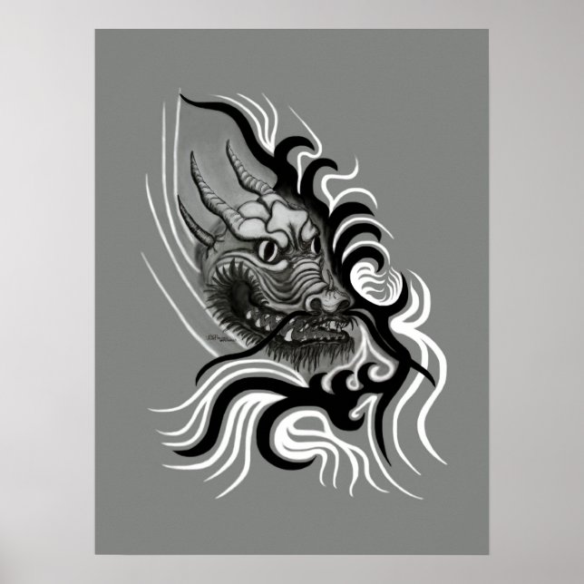 Póster Dragão da China em Tattoostyle (Frente)