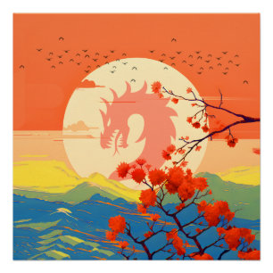 PÓSTER DRAGÃO DA MONTANHA FLOR NATUREZA