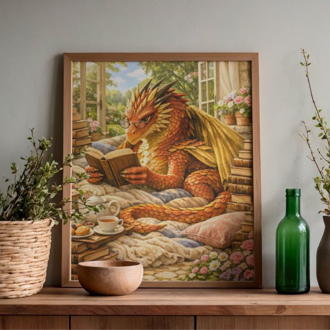 Poster Dragão de Leitura Aconchegante (Criador carregado)
