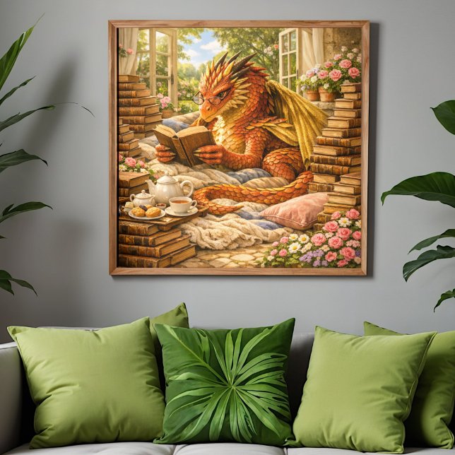 Póster Dragão de Leitura Aconchegante (Criador carregado)
