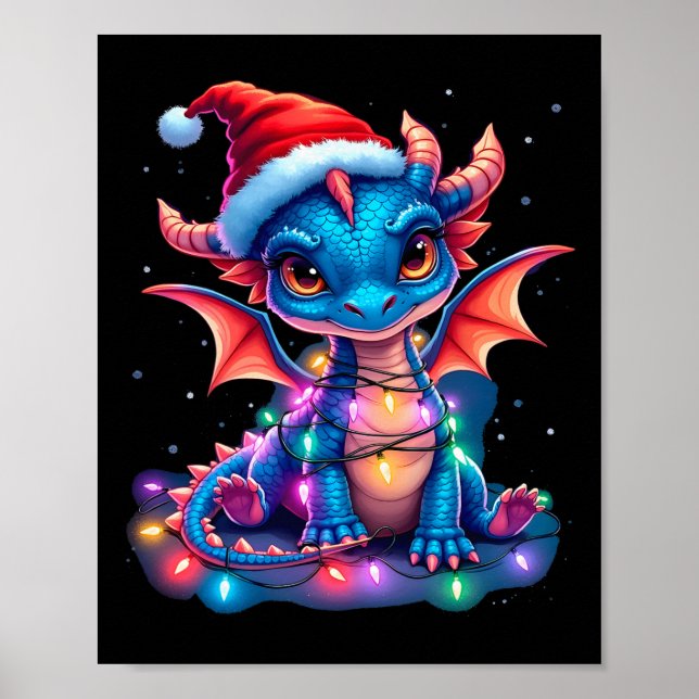 Poster Dragão de Natal Fofo (Frente)