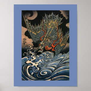 Póster Dragão de vôo japonês