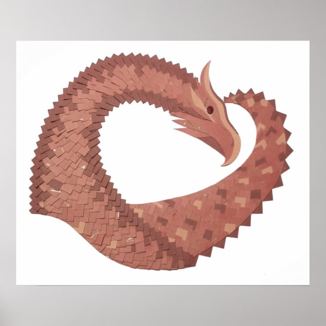 Poster Dragão-do-coração castanho em branco (Frente)