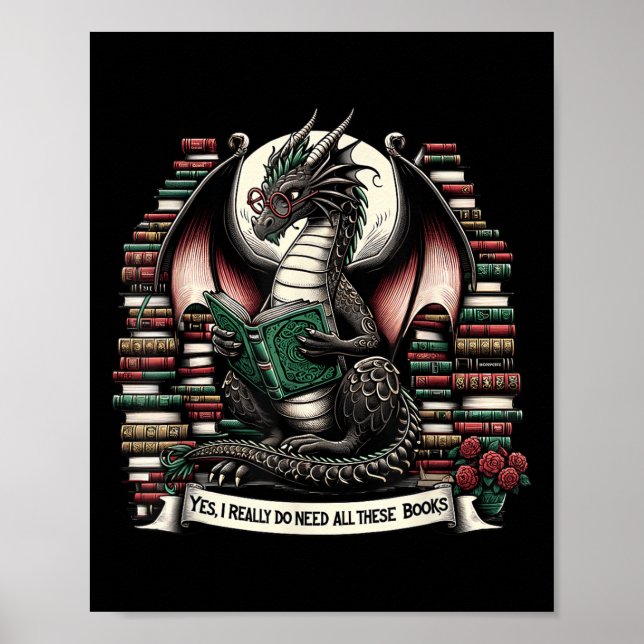 Poster Dragão dos Livros Sim Eu Realmente Preciso de Todo (Frente)