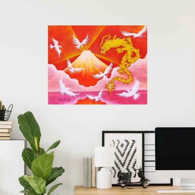 Poster Dragão Dourado★ (Escritório em casa)