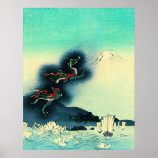 Poster Dragão e Monte Fuji 1910