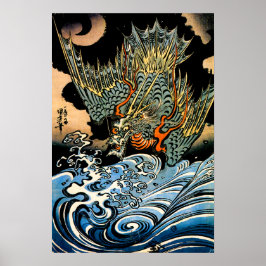 Poster Dragão e Ondas I