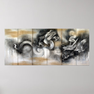 Poster Dragão e tigre de Soga Nichokuan