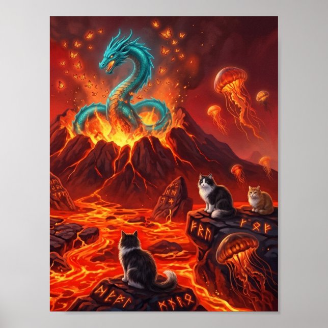 Poster dragão flamejante (Frente)