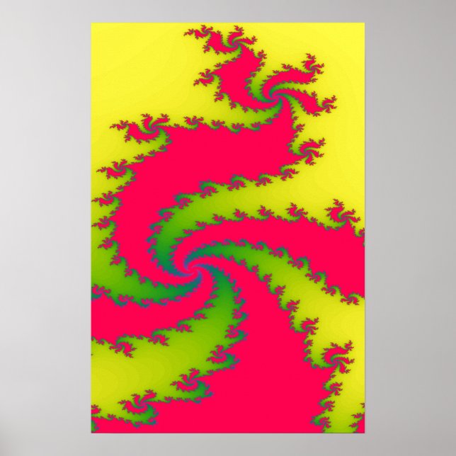 Póster Dragão Fractal de Ano Novo chinês (Frente)