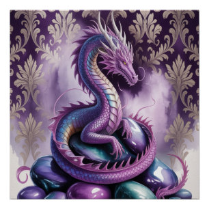 Póster Dragão Gótico Místico Roxo