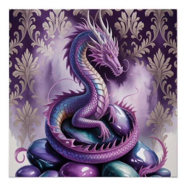 Póster Dragão Gótico Místico Roxo (Frente)