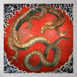 Póster Dragão, Hokusai, Belas Artes Japonesas