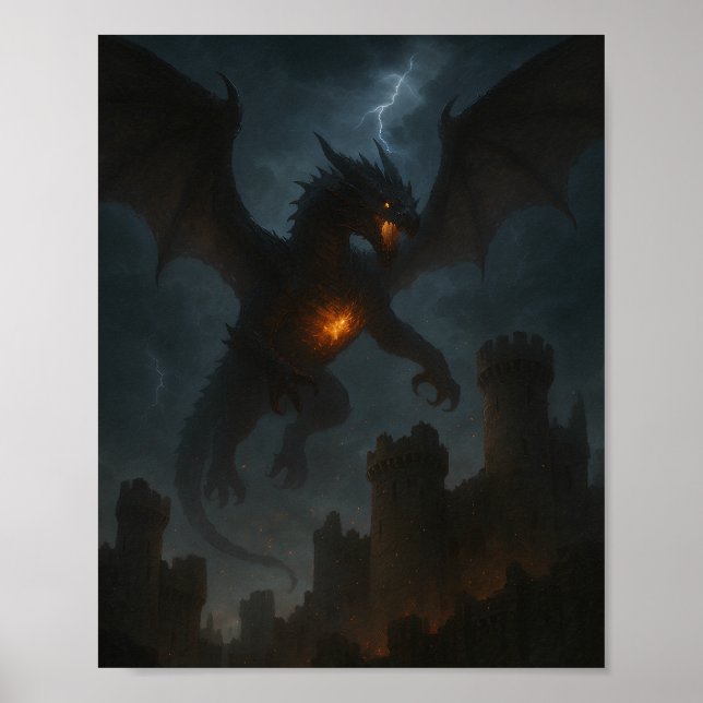 Poster Dragão Inferno Sobre Castelo Escuro (Frente)
