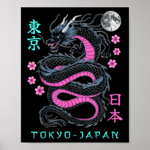 Poster Dragão Japonês Tóquio Japão anos 80 Ani Mítico Asi