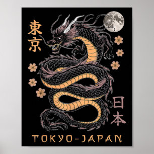 Poster Dragão Japonês Tóquio Japão anos 80 Ani Mítico Asi