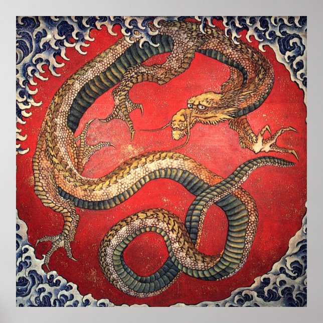Poster dragão Katsushika hokusai (Frente)