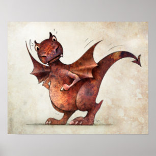 Poster Dragão mágico pequeno engraçado