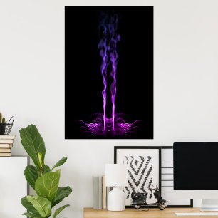 Poster Dragão Negro e Roxo Fumaça
