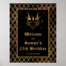 Dragão Negro Escala Dourada Festa de aniversário B