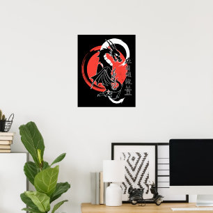 Poster Dragão negro, lua vermelha