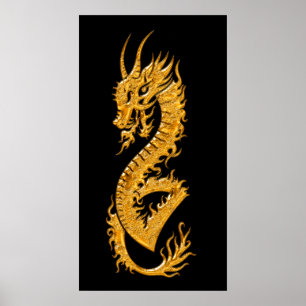 Poster Dragão oriental dourado 02 (direito)
