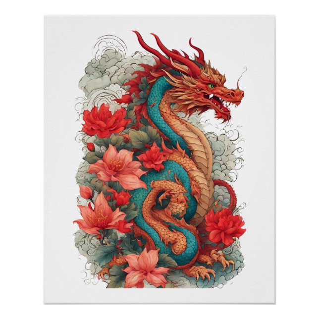 Póster Dragão Oriental poderoso (Frente)