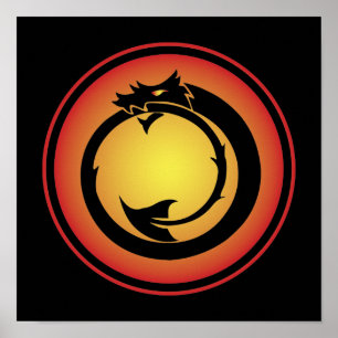 Poster Dragão Ouroboros Amarelo-laranja