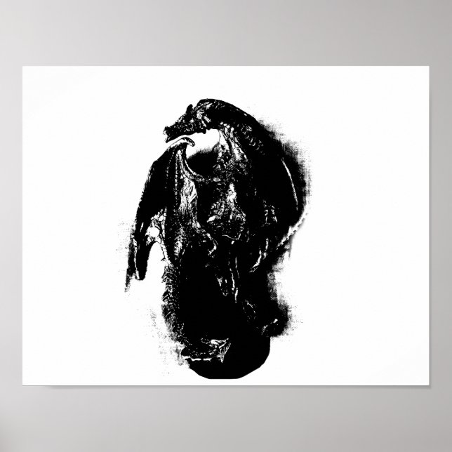 Poster Dragão Preto e Branco (Frente)