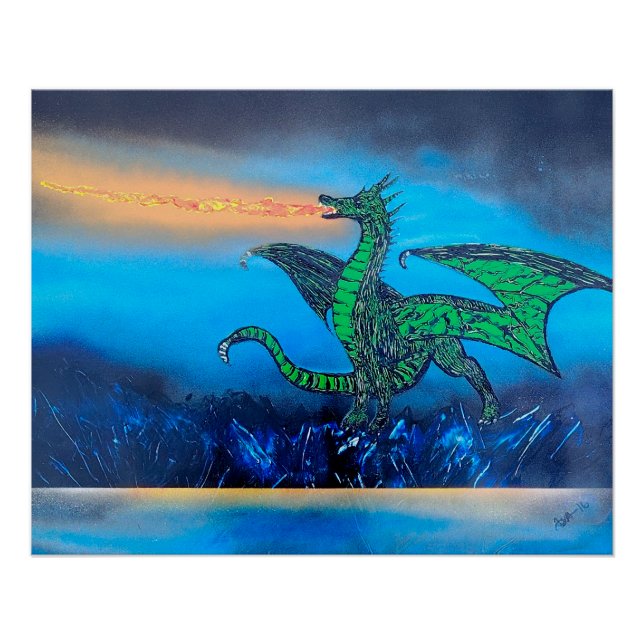 Póster Dragão que respira chamas (Frente)