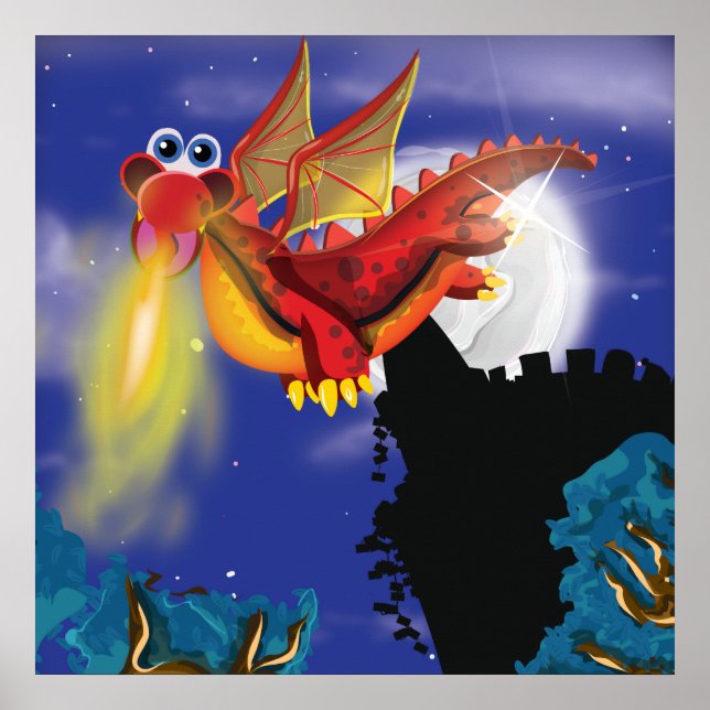 Póster Dragão Respirador de Fogo (Frente)