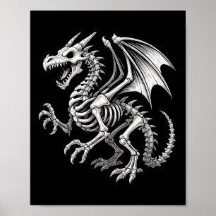 Poster Dragão Skeleton Halloween Fantasy Meninas Crianças