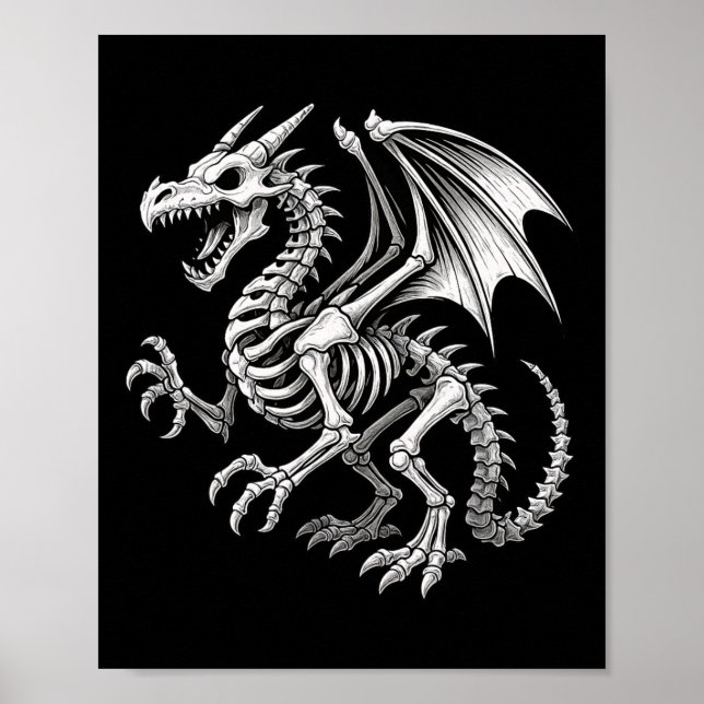 Poster Dragão Skeleton Halloween Fantasy Meninas Crianças (Frente)