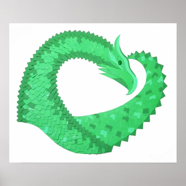 Póster Dragão verde no branco (Frente)