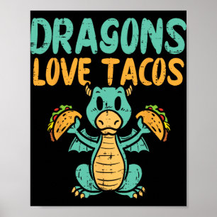 Poster Dragões Amam Tacos Fofo Cinco De Maio Comida Mexic
