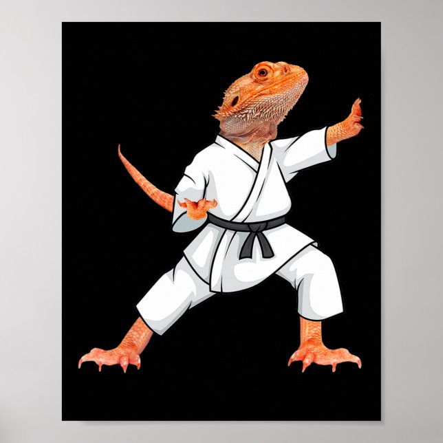 Poster Dragões engraçados fazendo Karate Samurai Ninja L (Frente)
