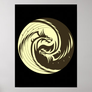 Póster Dragões tribais Yin Yang (o personalize!)