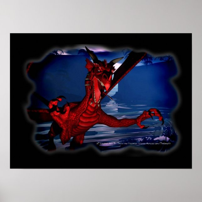 Póster Dragon 3D Fantasy Art (Frente)
