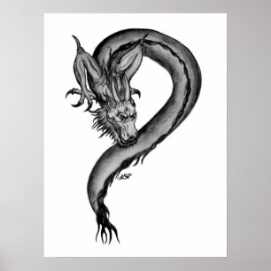Poster Dragon black and desenhos whites