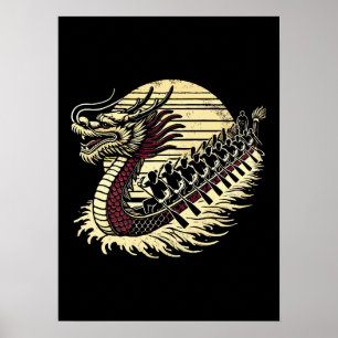 Poster Dragon Boat Racing - Vintage Dragon Boat Team