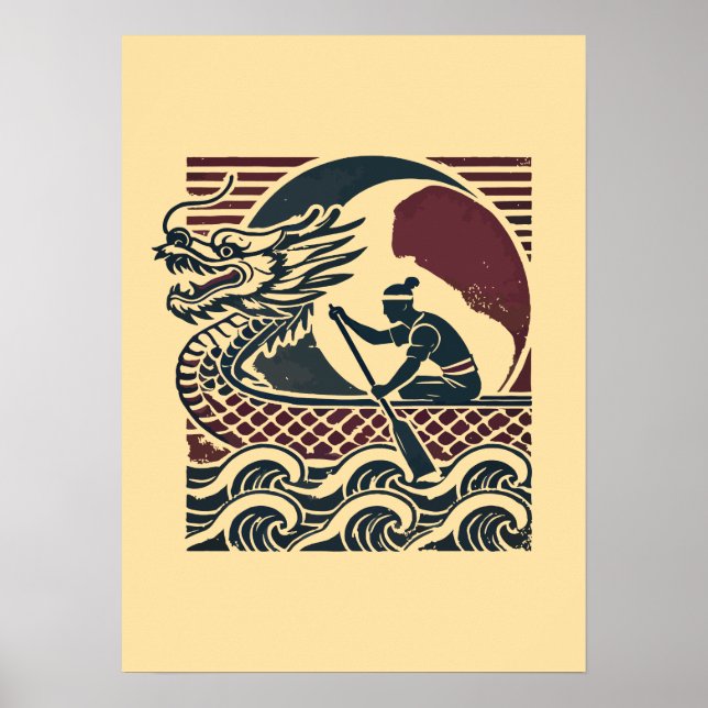 Poster Dragon Boat Racing - Vintage Paddler (Frente)
