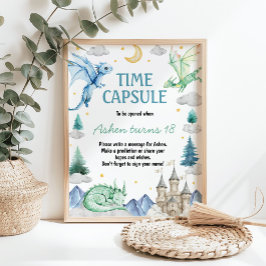 Poster Dragon Boy Birthday Time Capsule Sign