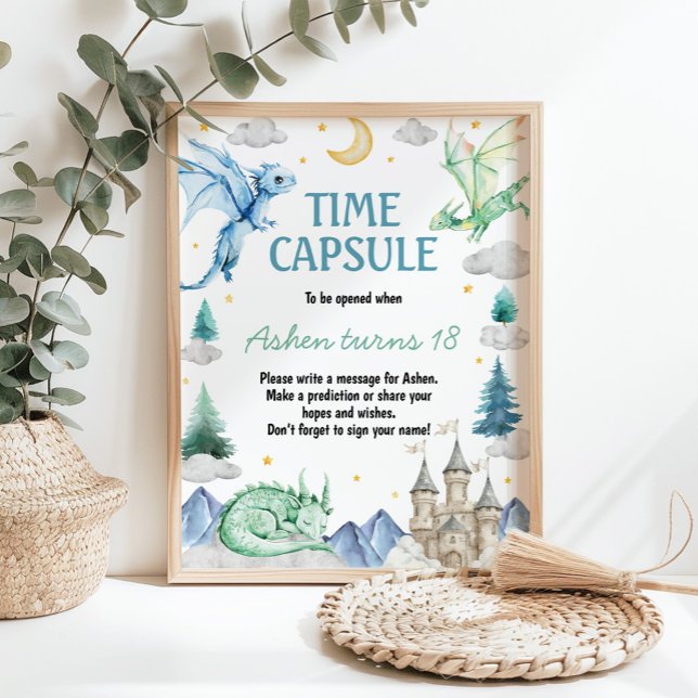 Poster Dragon Boy Birthday Time Capsule Sign (Criador carregado)