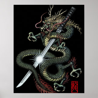 Póster Dragon katana3