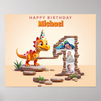 Poster Dragon Little Dino | Primeiro aniversario de Númer