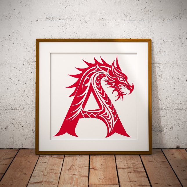 Poster Dragon Styled Letter A, Dragon Alphabet, Monogram (Criador carregado)